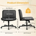 thumbnail image 3 of COOLHUT Office Chair Armless Criss Cross Legged Chair with Wheels, PU Leather Comfy Home Office Desk Chairs, Wide Seat Vanity Task Computer Chair, Black, 3 of 16