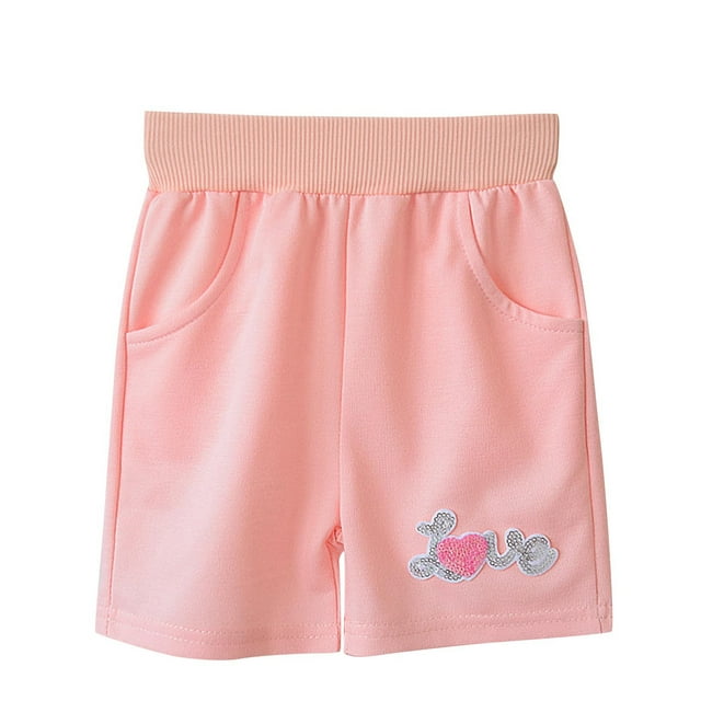 Odeerbi 1-10 Años Niños Niñas Deportes de Bermudas Pantalones Cortos Amor Imprimir Entrenamiento Pantalones Cortos de Algodón Atlético Lindo Respirable Pantalones de Longitud Media