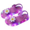 thumbnail image 6 of FINALGANG Kids Girls Adjustable Button Strap Flower Decor Light Up Open Toe Sandals LED Luminous Thick Sole Waterproof Summer Holiday Casual Sandals Classic Shoes 5.5-6 Years, 6 of 6