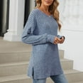 thumbnail image 7 of Lenpel Women's Tunic Tops Ribbed Knit Long Sleeve Crew Neck Side Split Loose T Shirts Soft Casual Tee Blouses Fall Fashion Outfits(Blue,Small), 7 of 7