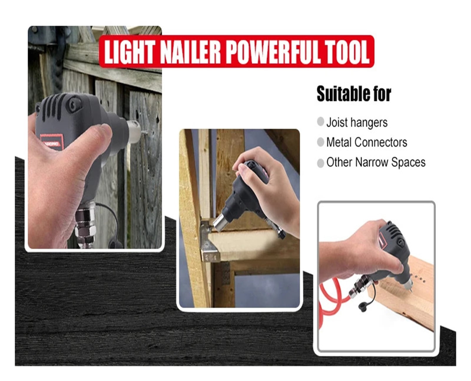 Air Palm Nailer, Pneumatic Mini Palm Nailer, Palm Hammer Ergonomic Lightweight Impact Nails For Wood Working Nail Gun ,Easy to Use