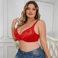 thumbnail image 6 of Bigersell Full-Coverage Bras for Women Plus Size Lace V-Neck Wireless Bra Ladies Bras No Underwire Push up Padded Bra Comfort Soft Bra for Everyday Wear Full Figure Bra G-6-Red 115E, 6 of 7