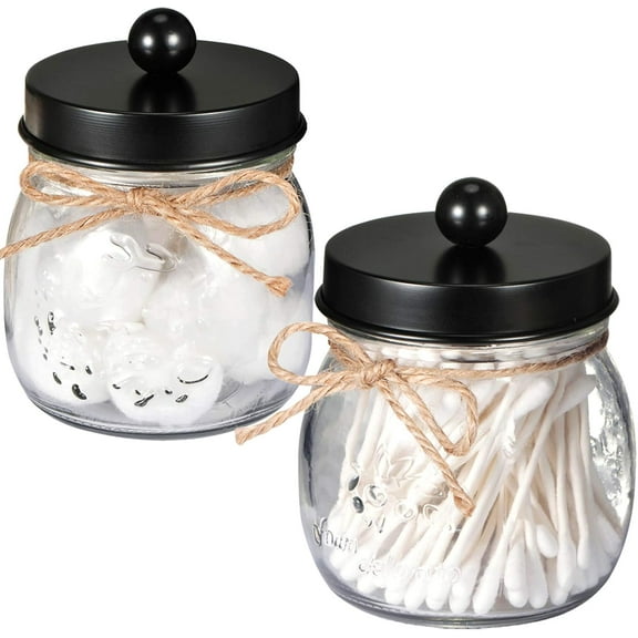Bathroom Decor, Bathroom Organizers and Storage, Qtip Holder, Vanity Decor, Cute Mason Jars for Cotton Swabs, Balls, Cotton Pads