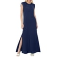 thumbnail image 1 of 2025 Vestido largo sin mangas con abertura para mujer: vestido camisero informal y holgado con bolsillos laterales, cuello redondo, tejido ligero, ideal para el verano, tallas S-XXL, 1 of 4