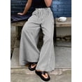 thumbnail image 6 of Women'S Striped Wide Leg Pants Elastic Waist Baggy Palazzo Trousers with Pockets Going Out Outfits Black & White L, 6 of 10