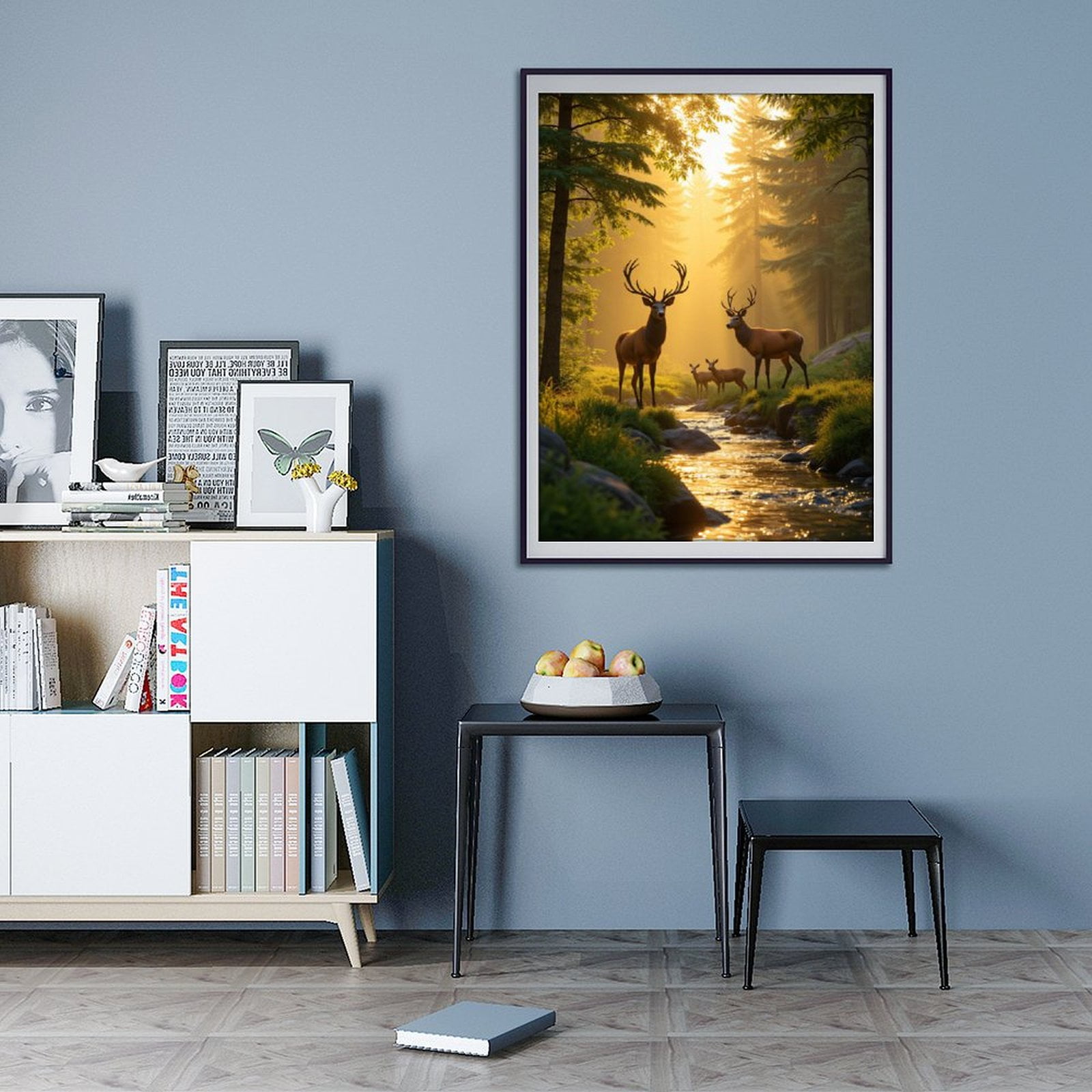 Diamond Art Kit for Adults, Deer Family Forest Stream Sunrise Diamond Painting for Adults Beginners, DIY Diamond Art Painting Kits, 5D Diamond Painting Crafts for Home Decor 12x16 Frameless