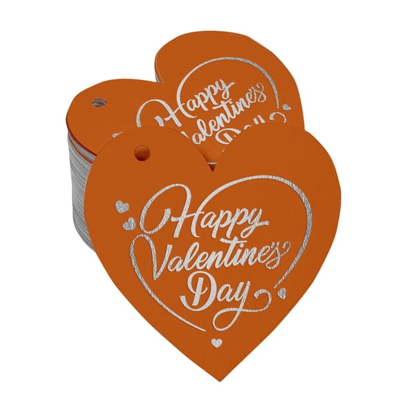 Inkdotpot Silver Foil Paper Hang Tags Happy Valentine's Day Valentine Favor Tags 50 Pieces