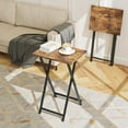 thumbnail image 6 of Foldable TV Trays, Small Folding Table, TV Trays Set of 2, TV Dinner Tray, Side Table for Bed, Couch, Portable Easy to Move, Brown, 6 of 7