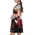 thumbnail image 2 of Easygdp Eagle With Hat And Roses para Vestido Transpirable de Mujer, Vestido Suelto de Manga Corta con Pliegues y Bolsillos para el Verano, 2 of 6