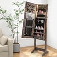 thumbnail image 3 of Giantex Full Length Dressing Mirror Jewelry Cabinet, Large Capacity Freestanding Lockable Jewelry Armoire, Rustic Brown, 3 of 9