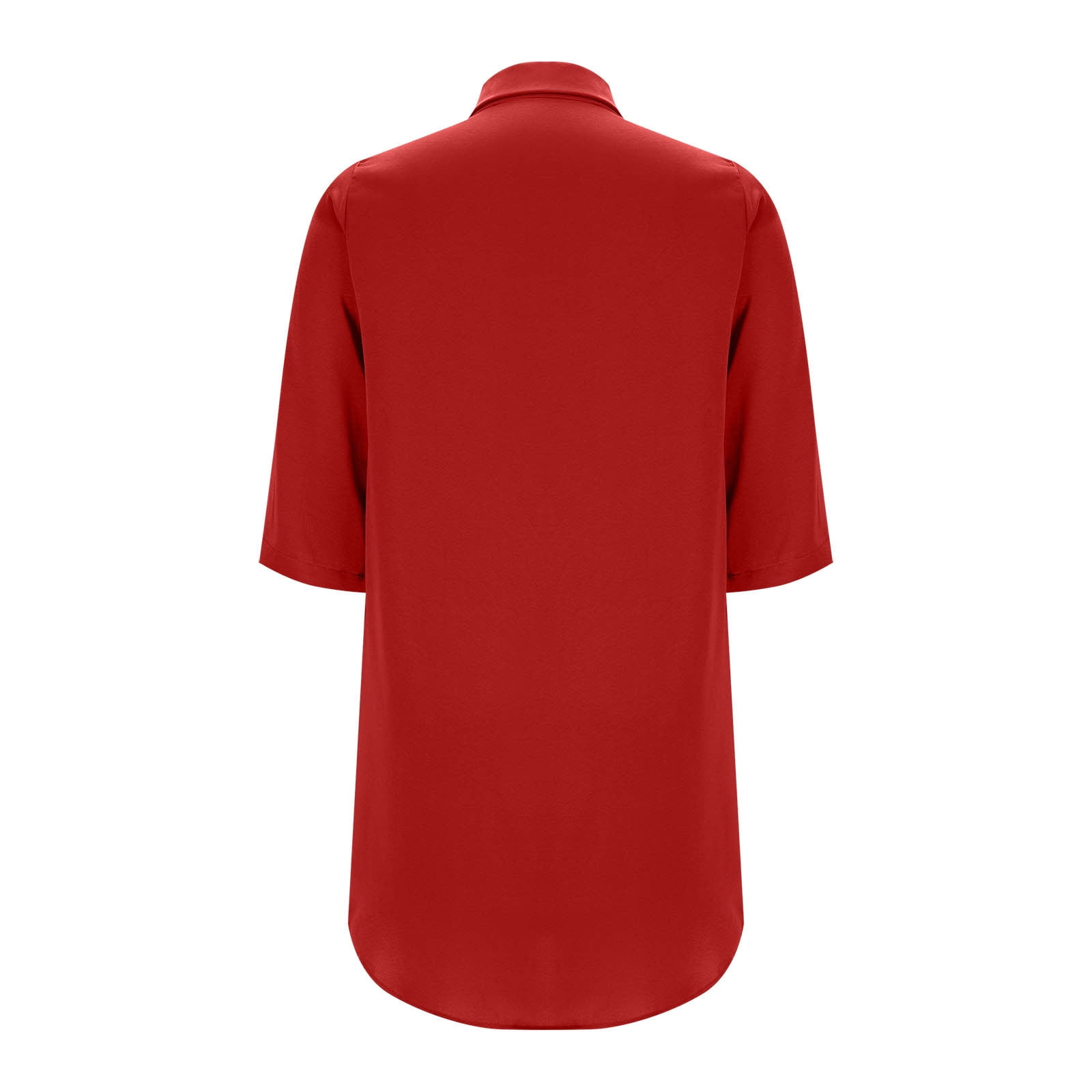 JGGSPWM Women's Casual Button Down Maxi Shirt Dress 3/4 Sleeve Solid Turn Down Collar Shirt Tunic Long Dress Red M