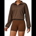thumbnail image 2 of Sudadera con Media Cremallera para Mujer, para Otoño e Invierno, Informal, Holgada, Resistente Al Viento y Cálida. Color Chocolate L, 2 of 8