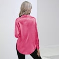 thumbnail image 4 of Baywell Women's Long Sleeve Satin Button Down Shirts Lapel Collar Office Work Blouses Shirts V Neck Casual Business Satin Silk Blouses Tops , S-2XL, 4 of 6