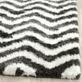 thumbnail image 4 of SAFAVIEH Barcelona Carmella Chevron Stripes Shag Area Rug, Ivory/Rust, 3' x 5', 4 of 12