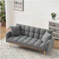 thumbnail image 3 of JERFIT 3-Seater Convertible Sofa Bed for Small Spaces, Adjustable Backrest, Plush Teddy Fabric, Gray Contemporary Futon, 3 of 9