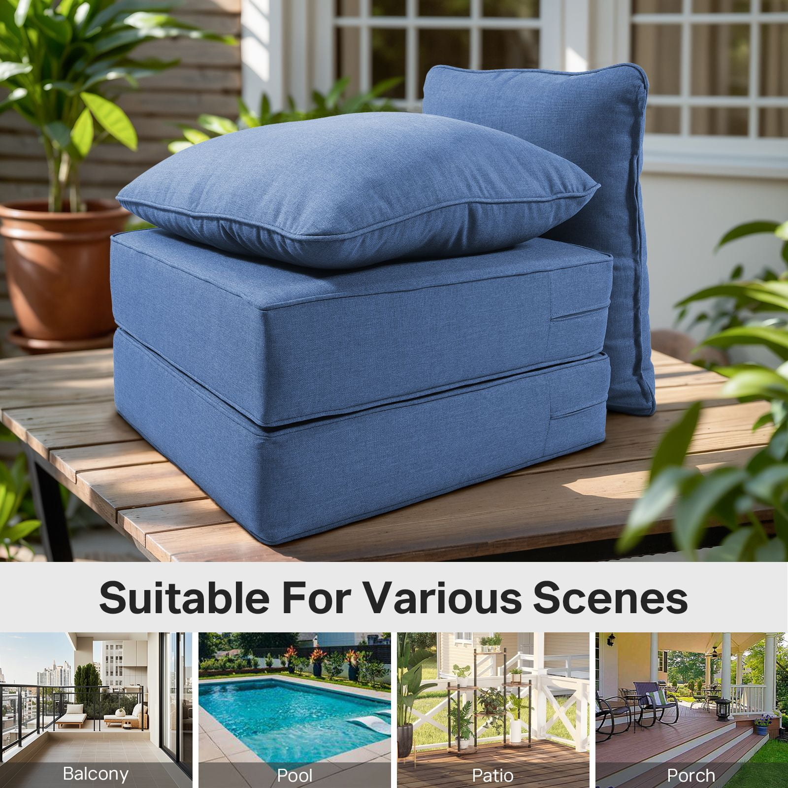 Opohoro Outdoor Deep Seat Cushion Set, 24"x24"x6", Water Resistant & UV Resistant Comfortable Furniture Cushions for Patio Chair, Sofa, Loveseat
