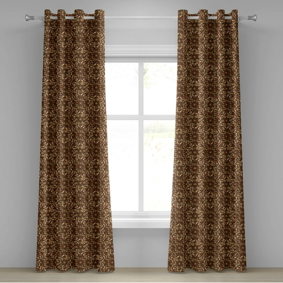 Ambesonne East Grommet Curtain, Floral Spirals, 50" x 72", Brown Pale Brown Beige