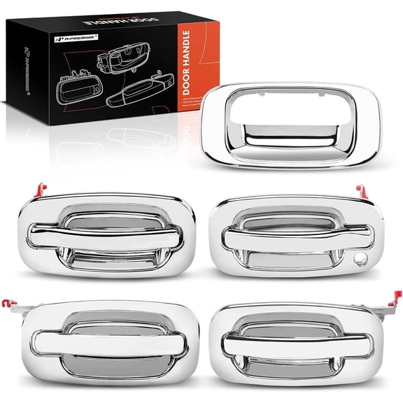 A-Premium Tailgate Bezel & Exterior Door Handles Compatible with Chevrolet Silverado 1500 04-06 Silverado 2500 2004 Silverado 3500 01-06 & GMC Sierra 1500 2500 3500 Pack of 5 Front and Rear