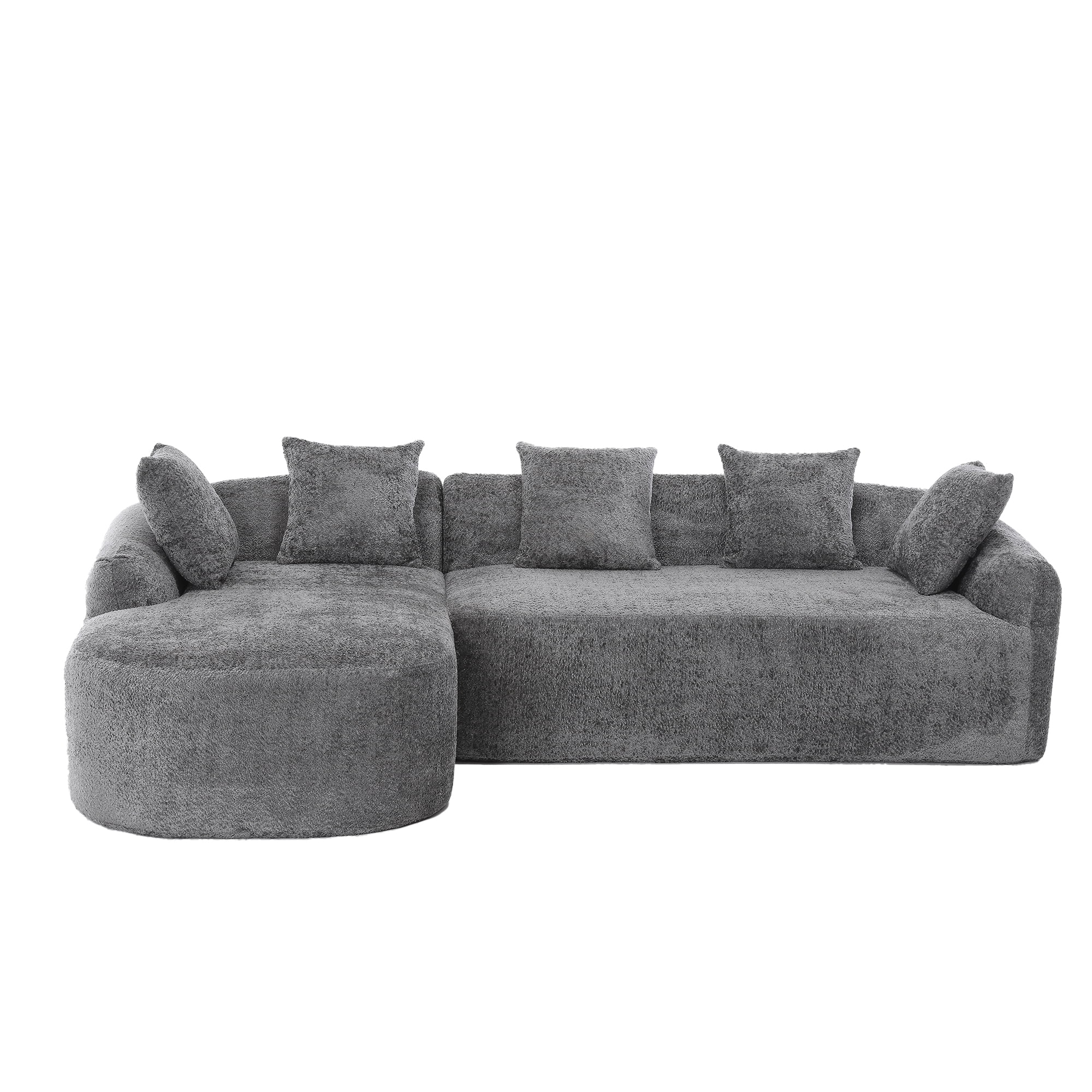 MAYEERTY Boucle Sofa 3 Seater for Living Room Oversized Comfy Sofa L-Shape Sofa Couch with Chaise Home Furniture Sleeper Sectional Sofa for Apartment, Office Left Hand Facing (Gray)
