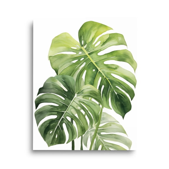 Monstera Deliciosa Print, Minimalist Green Leaf Art, Indoor Plant Wall Decor, Botanical Nature Poster, Home Home Decor #3303, Unframed Poster Size 8x12
