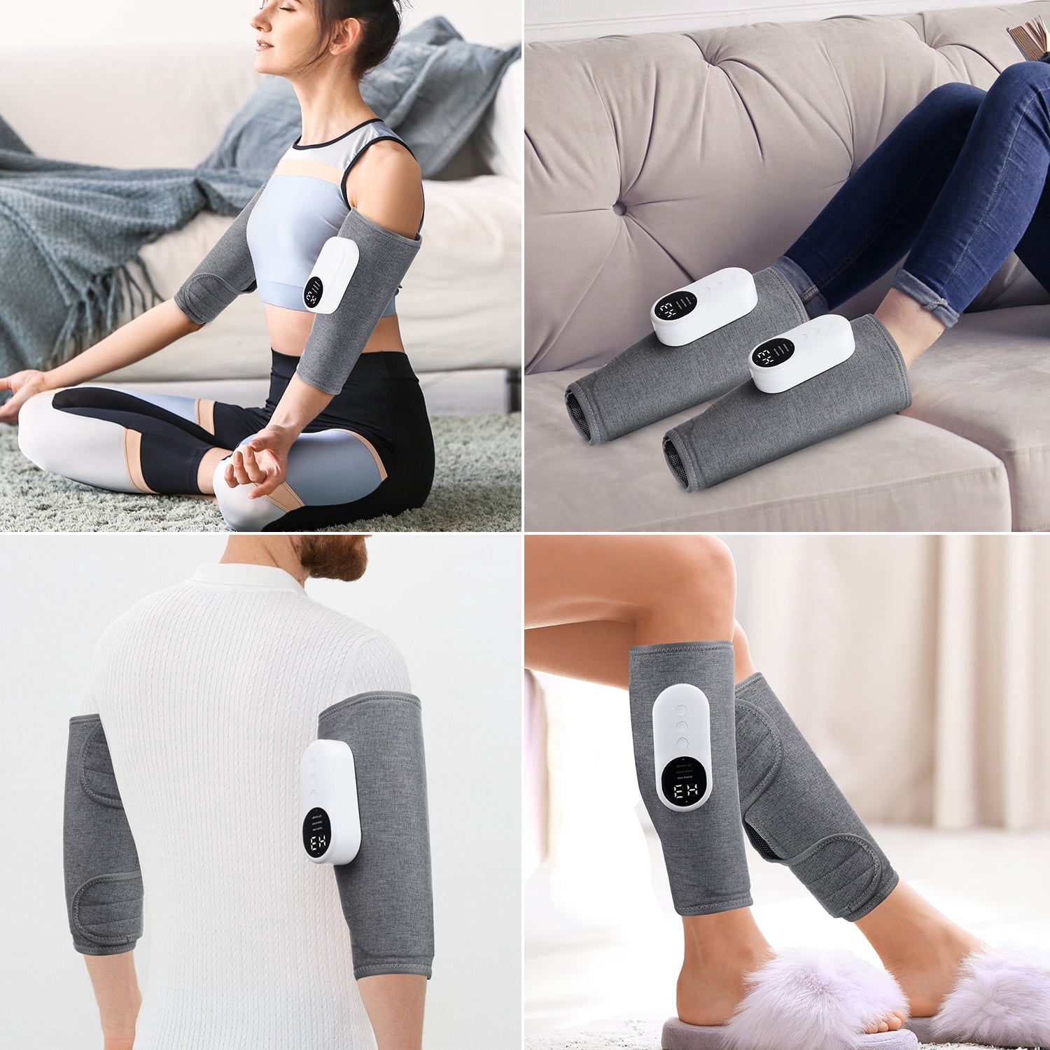 Leg Massager for Circulation, Air Compression Massager for Calf Foot Legs Muscle, 3 Modes 3 Intensities Leg Massager and Heat Calf Wraps Massager for All Size,Relief Leg Muscle Fatigue,2Pcs