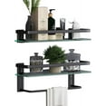 thumbnail image 4 of 15.7-inch Wall-Mounted Floating Glass Bathroom Shelf with Towel Holder - Black, 4 of 9