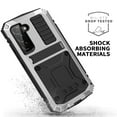 thumbnail image 6 of Nalacover Case for Samsung Galaxy S23 with Hidden Kickstand Tempered Glass Screen Protector Hang Rope Cover, Hybrid Rugged PC Soft Silicone Metal Frame Shockproof Protective Case,Silver, 6 of 8