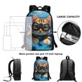 thumbnail image 6 of Jeiento Cute Cat Backpack for Boys 8-10 10-12 School Bags Elementary Middle School Bookbag Back Pack Purse Kids Girls Daycare Satchel Bag Blue Ocean 17inch Children Daypack, 6 of 6