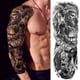 thumbnail image 1 of Cráneo Guerrero Tatuajes Temporales Manga Para Hombres Mujeres Adultos Realista Falso Tatuaje Pegatina Negro León Soldado Grande Tatoos, 1 of 4