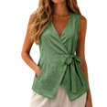 thumbnail image 2 of Harpily Womens Tank Tops V Neck Plus Size Sleeveless Adjustable Side Tie Linen Wrap Casual Summer Daily Shirts Vacation Blouses, 2 of 5