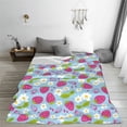thumbnail image 5 of Honeii Strawberry And Flowers Print Fleece Blanket - Throw Blanket for Bed, Sofa, Couch, Camping, and Travel , Microplush Ultra Soft Warm Blanket-80"x60", 5 of 7