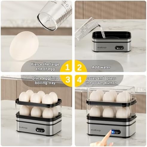 Rapid Egg Cooker Electric 12 Eggs Capacity, Soft, Medium, Hard Boiled, Poached, Omelet Maker Egg Poacher & Vegetable Steamer, BPA Free Tray$$Home Decor, Kitchen, & Other