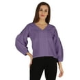 thumbnail image 1 of Bimba Balloon Sleeve Top Button-Down Shirt Summer Loose Fit Pleated Blouse For Women's, 1 of 7