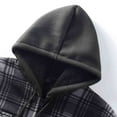 thumbnail image 5 of Yusimy Mens Plaid Button Hoodie Thickened Fleece-Lined Cotton Jacket Long Sleeve Athletic Warm Outerwear, 5 of 9