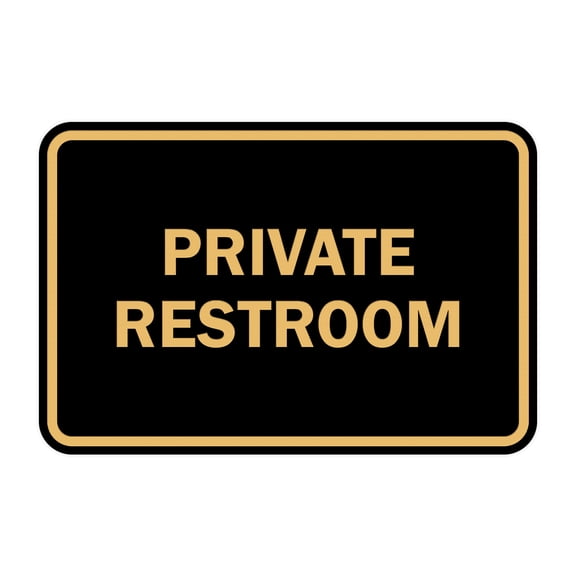 Classic Framed Private Restroom Sign (Black /Gold) - Small