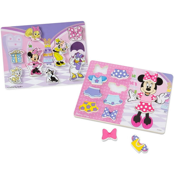 Melissa and Doug Disney Minnie Mouse Wooden Chunky Puzzles Set - Walmart.com - Walmart.com