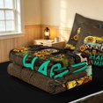thumbnail image 5 of Erosebridal Happy Camping Zipper Twin Comforter Sets with Fitted Sheet and 2 Pillowcases, Chic Sunflower Zipper Bedding Set for Girls, Black Reversible, 5 of 7