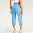 thumbnail image 5 of LEAVINGSUO Capris Pants for Women With Elastic Waist Women's Casual High-Waisted Pocket Cropped Pants Blue XL, 5 of 7