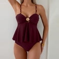 thumbnail image 2 of Womens Two Piece Tankini Modest Sexy Ruffled Cutout Tops Bathing Suit with Bottom Beach Resort Full Coverage Swimwear, XL, 2 of 5