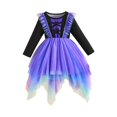 thumbnail image 4 of Ruyang Girls Halloween Dress Skeleton Print Long Sleeve Tulle Dress Crew Neck Irregular Hem Dress Up Outfit for Holiday Party, 4 of 4