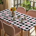 thumbnail image 3 of Valentine's Day Table Cloths for 4 Foot Rectangle Tables, Pink Bows Shining Stars Farmhouse Plaid Patio Waterproof Elastic Fitted Tablecloths, Washable Rectangular Table Cover for Camping, 3 of 8
