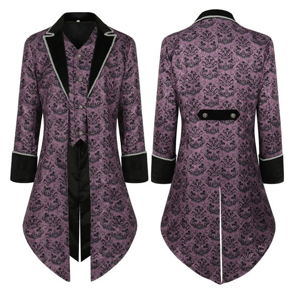 Jienlioq Sport Coats for Men Men Patchwork Turn-Down Collar Long-Sleeved Costume Cosplay Swallow-Tailed Coat Flash Deals