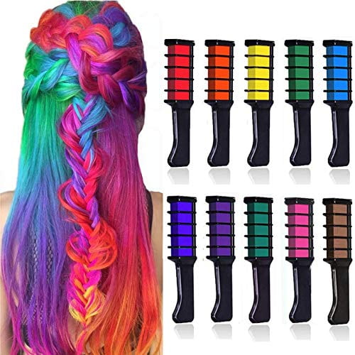 10 Colors Hair Chalk for Girls Gifts, Kids Temporary Bright Hair Chalk Comb  Non-Toxic Hair Dye for Birthday Halloween Cosplay Party Gift for Girls Kids  Ages 4 +Teen Great for DIY Hair