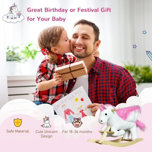 Qaba kids rocking chair plush sale unicorn with sing along song