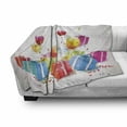 thumbnail image 3 of Birthday Soft Flannel Fleece Throw Blanket, Surprise Boxes with Bow Ties Rain Colorful Balloons Celebratory Set, Cozy Plush for Indoor and Outdoor Use, 70" x 90", Multicolor, by Ambesonne, 3 of 6