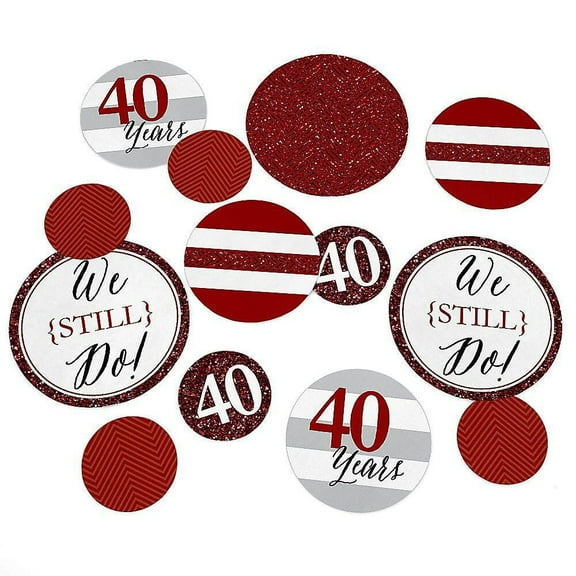 Big Dot of Happiness We Still Do - 40th Wedding Anniversary Giant Circle Confetti - Anniversary Party Decorations - Large Confetti 27 Count
