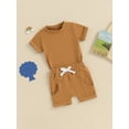 thumbnail image 3 of Bagilaanoe 2pcs Toddler Baby Boy Shorts Set Short Sleeve T Shirt Tops + Shorts 6M 12M 18M 24M 3T Kids Casual Summer Clothes, 3 of 7