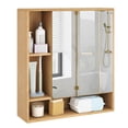 thumbnail image 1 of Costway Bathroom Wall Cabinet with Mirror, Single Door, 3 Open Shelves & Adjustable Shelf Natural, 1 of 10