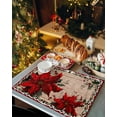 thumbnail image 2 of Christmas Poinsettia Placemats Set of 6 Winter Red Floral Pine Leaf Wood Grain Heat Insulation Washable Place Mats, Rustic Non-Slip Table Mats for Dining Table Party Kitchen Decor,13x19 Inch, 2 of 4