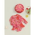 thumbnail image 6 of FEORJGP Toddler Baby Girls Swimsuit Infant Summer Swimwear Long Sleeve Bikini Crew Neck Romper Floral Fruit Print Jumpsuit with Hat Kids Girl Cute Bathing Suit Beachwear, 6 of 10